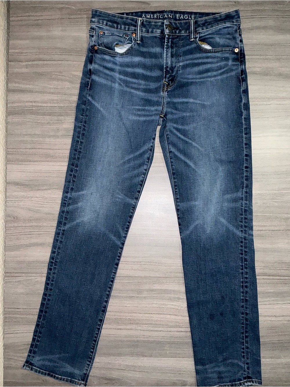 American Eagle AirFlex+ Original Straight Fit Dark Wash Jeans (34x34)